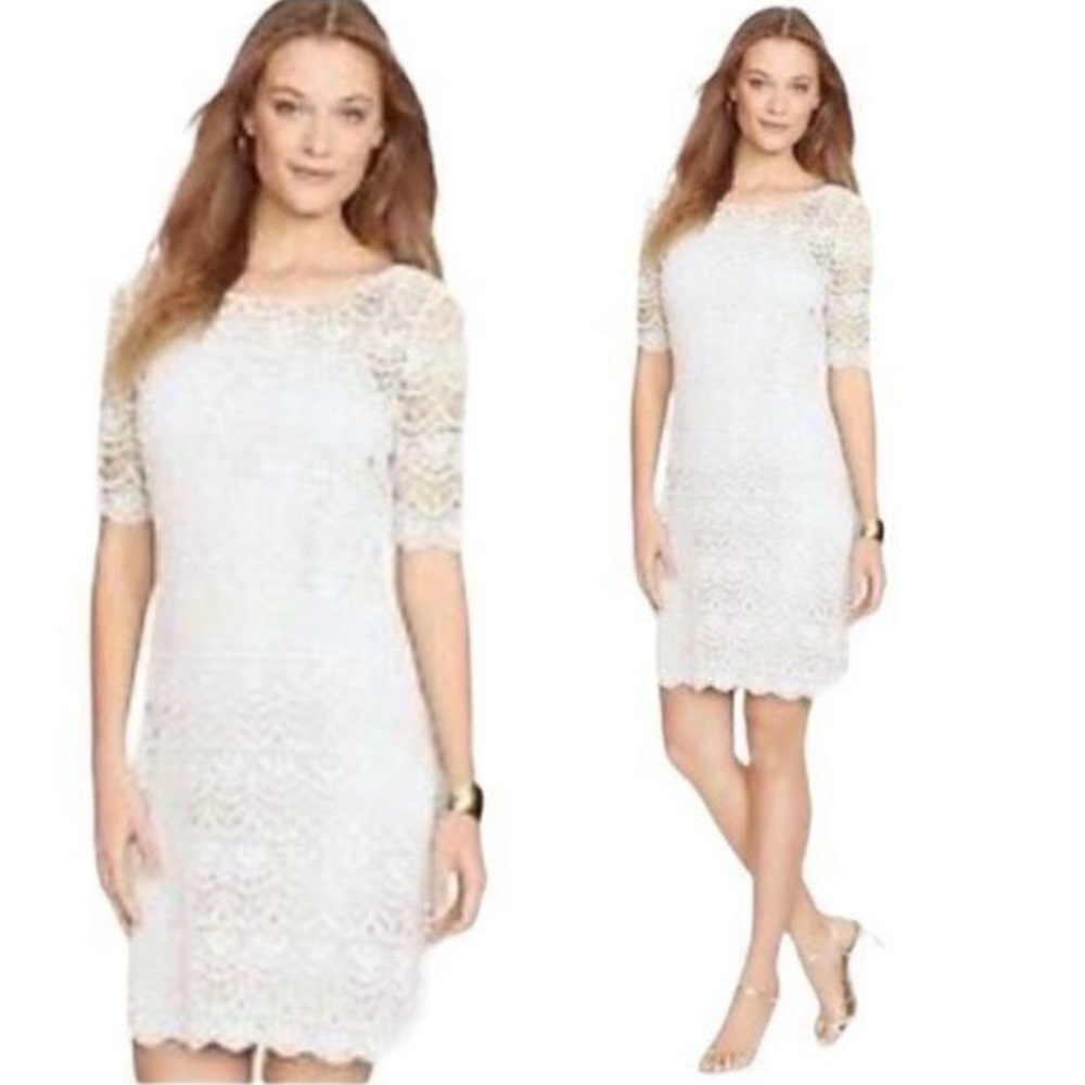 Lauren‎ Ralph Lauren Crochet Dress in Ivory Size Large